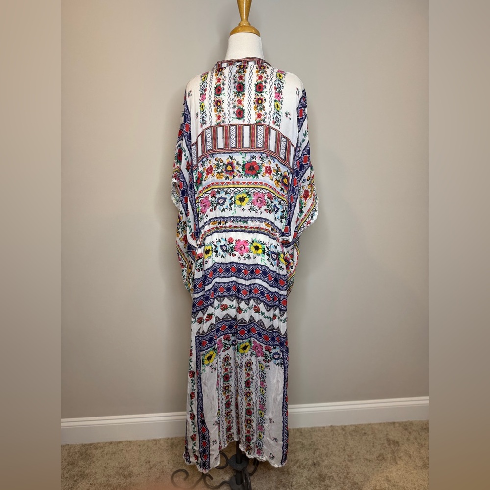 Johnny Was Matana Colorful Patterned Maxi Kaftan Size 1X Floral Boho Resort - Picture 4 of 11